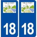 18 Foëcy logo autocollant plaque ville sticker