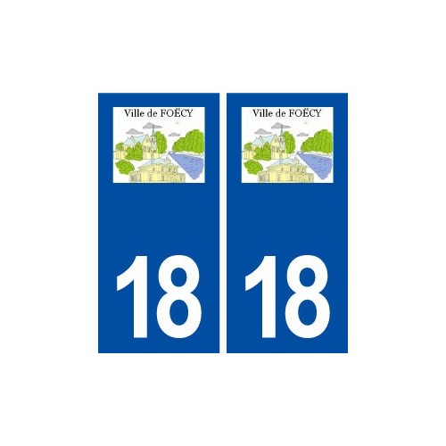 18 Foëcy logo autocollant plaque ville sticker
