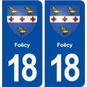 18 Foëcy blason autocollant plaque ville sticker