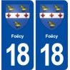 18 Foëcy blason autocollant plaque ville sticker