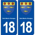 18 Saint Martin d'Auxigny blason autocollant plaque ville sticker