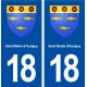 18 Saint Martin d'Auxigny blason autocollant plaque ville sticker