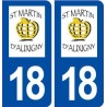 18 Saint Martin d'Auxigny logo autocollant plaque ville sticker