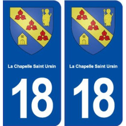 18 La Chapelle Saint Ursin blason autocollant plaque ville sticker