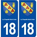 18 La Chapelle Saint Ursin blason autocollant plaque ville sticker
