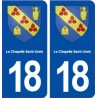 18 La Chapelle Saint Ursin blason autocollant plaque ville sticker