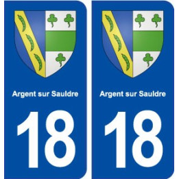 18 Argent sur Sauldre blason autocollant plaque ville sticker