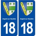 18 Argent sur Sauldre blason autocollant plaque ville sticker