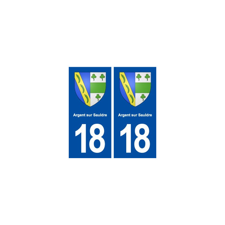 18 Argent sur Sauldre blason autocollant plaque ville sticker