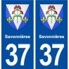 37 Savonnières blason ville autocollant plaque stickers