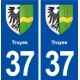 37 Truyes blason ville autocollant plaque stickers