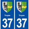 37 Truyes blason ville autocollant plaque stickers