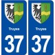 37 Truyes blason ville autocollant plaque stickers