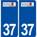 37 La Croix en Touraine logo ville autocollant plaque stickers