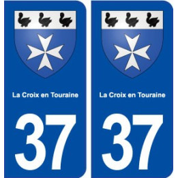 37 La Croix en Touraine blason ville autocollant plaque stickers