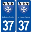 37 La Croix en Touraine blason ville autocollant plaque stickers