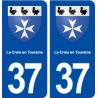 37 La Croix en Touraine blason ville autocollant plaque stickers