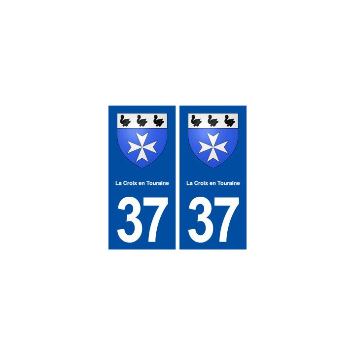 37 La Croix en Touraine blason ville autocollant plaque stickers