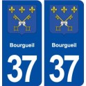 37 Bourgueil blason ville autocollant plaque stickers