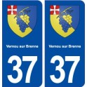 37 Vernou sur Brenne blason ville autocollant plaque stickers