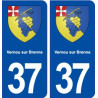 37 Vernou sur Brenne blason ville autocollant plaque stickers