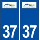 37 Vernou sur Brenne logo ville autocollant plaque stickers