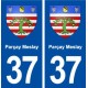 37 Parçay Meslay blason ville autocollant plaque stickers