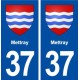 37 Mettray blason ville autocollant plaque stickers