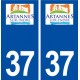 37 Artannes sur Indre logo ville autocollant plaque stickers