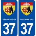 37 Artannes sur Indre blason ville autocollant plaque stickers