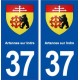 37 Artannes sur Indre blason ville autocollant plaque stickers