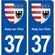 37 Azay sur Cher blason ville autocollant plaque stickers