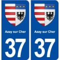 37 Azay sur Cher blason ville autocollant plaque stickers