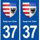 37 Azay sur Cher blason ville autocollant plaque stickers