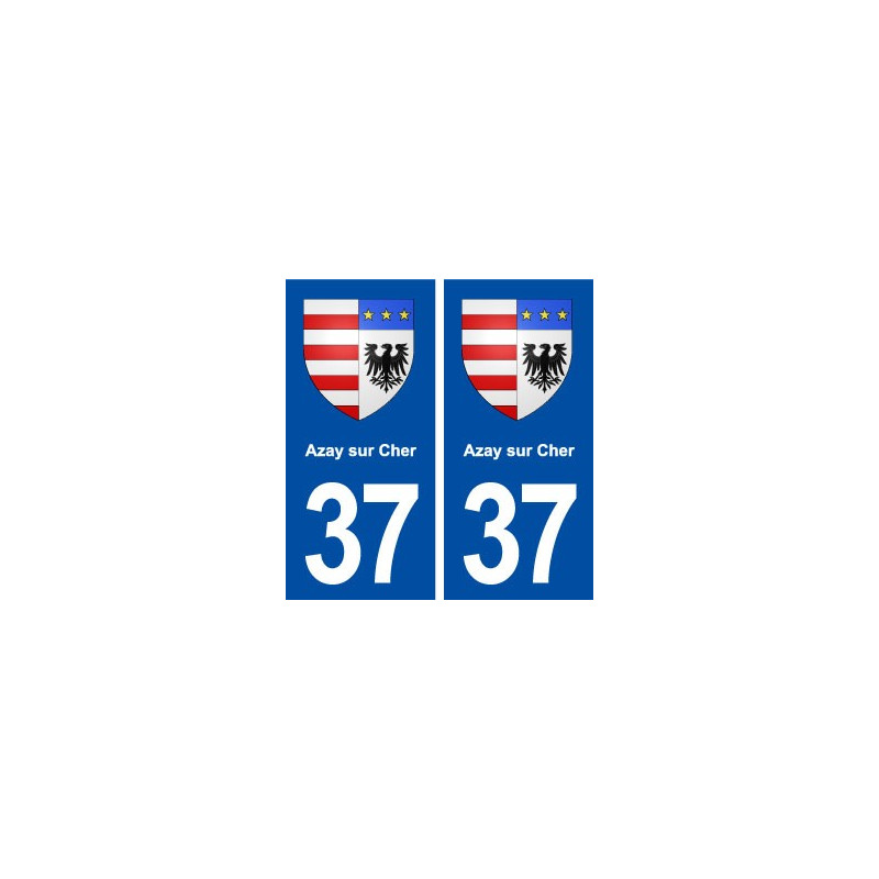 37 Azay sur Cher blason ville autocollant plaque stickers
