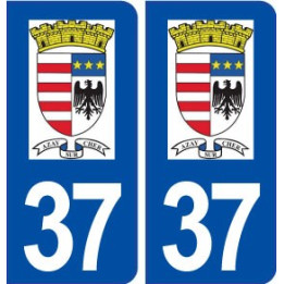 37 Azay sur Cher logo ville autocollant plaque stickers