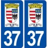 37 Azay sur Cher logo ville autocollant plaque stickers