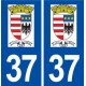 37 Azay sur Cher logo ville autocollant plaque stickers