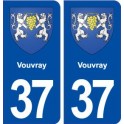 37 Vouvray blason ville autocollant plaque stickers