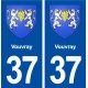 37 Vouvray blason ville autocollant plaque stickers