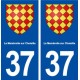 37 La Membrolle sur Choisille blason ville autocollant plaque stickers