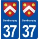 37 Semblançay blason ville autocollant plaque stickers