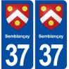 37 Semblançay blason ville autocollant plaque stickers