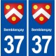 37 Semblançay blason ville autocollant plaque stickers
