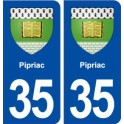 35 Pipriac blason autocollant plaque stickers ville