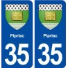 35 Pipriac blason autocollant plaque stickers ville
