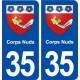 35 Corps Nuds blason autocollant plaque stickers ville