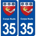 35 Corps Nuds blason autocollant plaque stickers ville