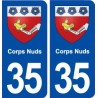 35 Corps Nuds blason autocollant plaque stickers ville