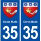 35 Corps Nuds blason autocollant plaque stickers ville